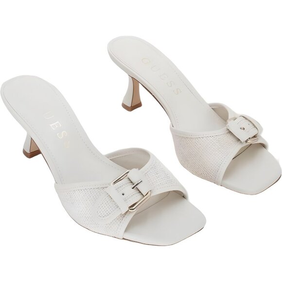 GUESS Dista Ivory Woven Raffia Slip-On Heeled Mules Women's US 9M - Picture 4 of 6